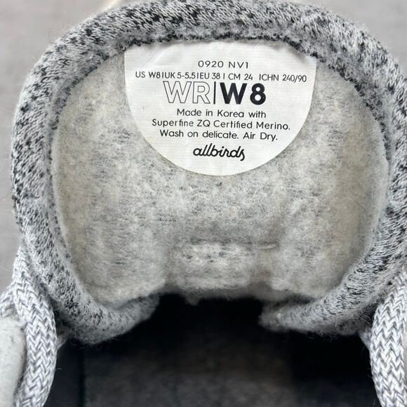 Allbirds Wool Runner Shoes Dapper Grey & Cream Wool Sustainably Made Women's 8 - Picture 8 of 10